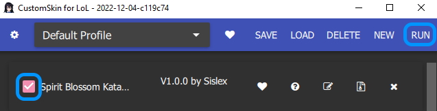 CSLOL Manager running mods with active profile